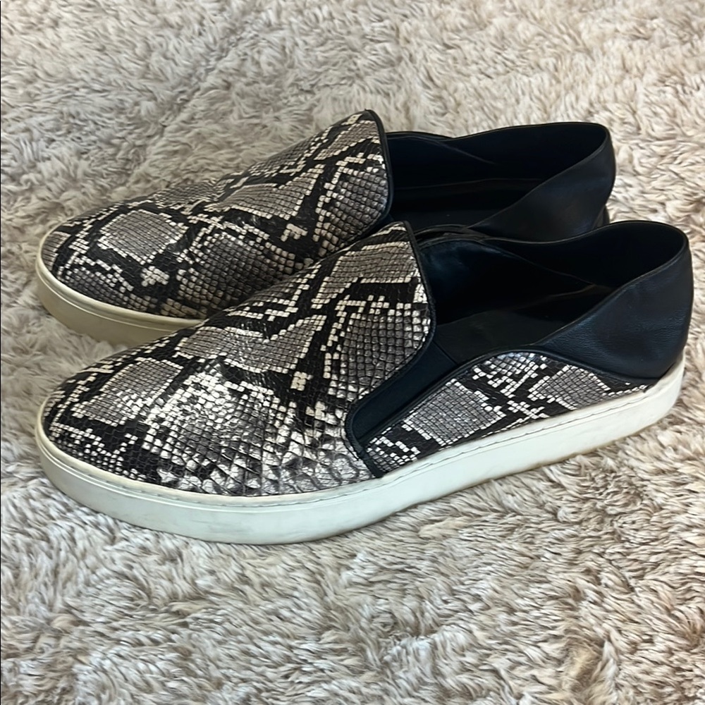 Vince Black and Cream Snake Print Sneakers